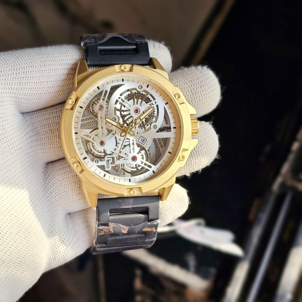 Premium Skeleton Dial 7A Platinum Series Men’s Watch – Heavy Quality | Metal Strap | Date & Quartz - Image 2