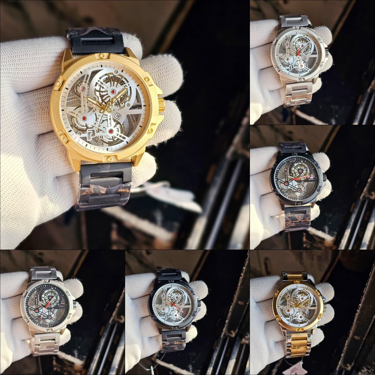 Premium Skeleton Dial 7A Platinum Series Men’s Watch – Heavy Quality | Metal Strap | Date & Quartz - Image 7