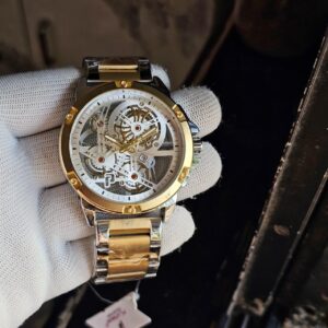 Premium Skeleton Dial 7A Platinum Series Men’s Watch – Heavy Quality | Metal Strap | Date & Quartz