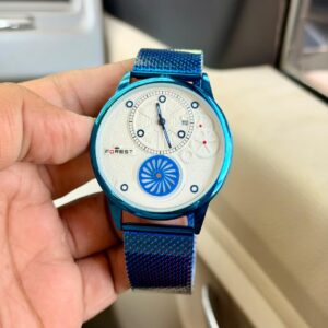 Forest Swiss Men’s Watch with Small Working Chronograph and Blue Mesh Strap