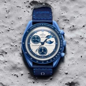 Omega Swatch‑X MoonSwatch Style Chronograph Watch with Working Sun‑Moon Display