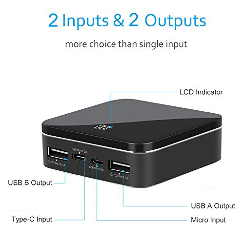 10000 mAh Power Bank (Black, Lithium-ion) - Image 2